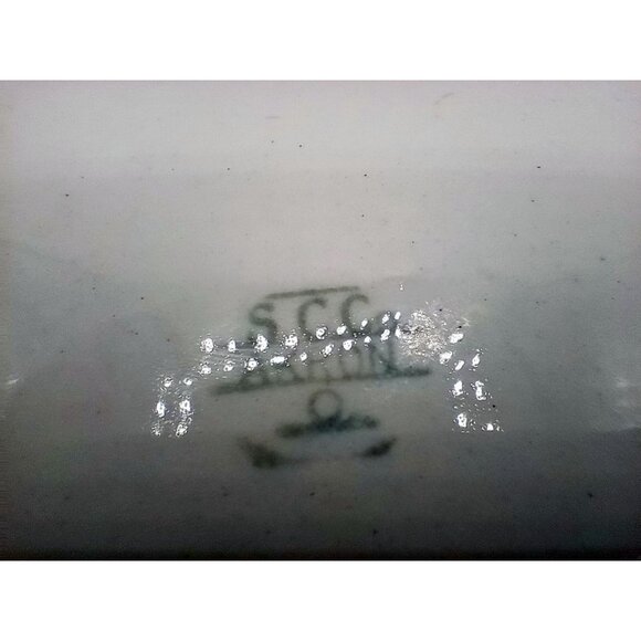 Serving Bowl SC Co Akron Pink Blue Scalloped Edge Cherries 10.5" 1940s Antique - Picture 12 of 15